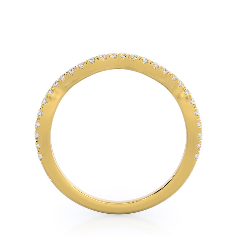 Braided Cathedral Diamond Wedding Band with 18KT Yellow Gold Cut Diamond in 14KT Yellow Gold view 2

