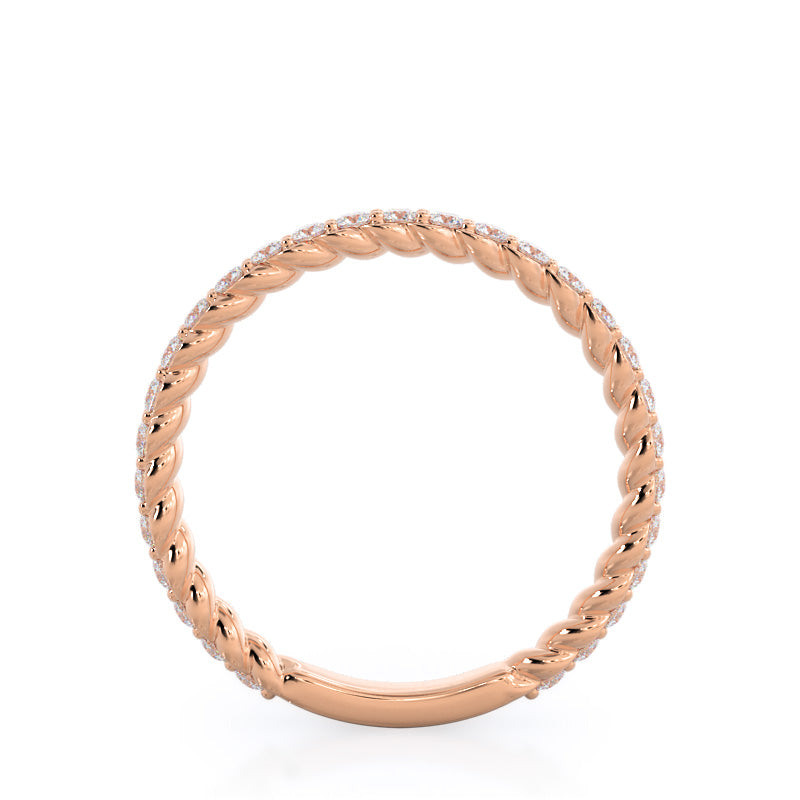 Coil Accent Diamond Wedding Band with 18KT Rose Gold Cut Diamond in 14KT Rose Gold view 2
