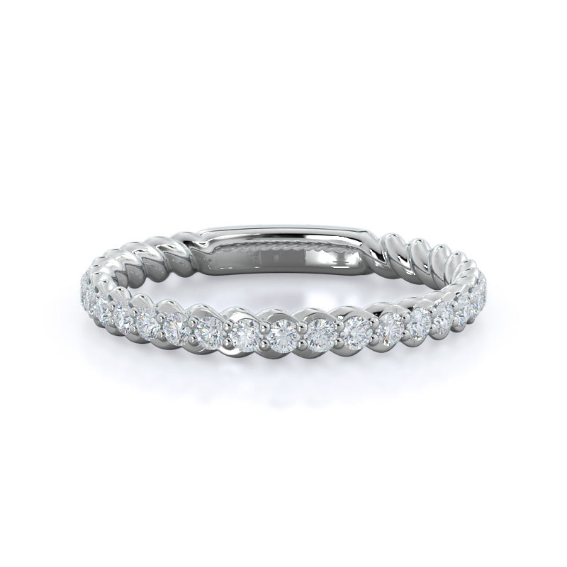 Coil Accent Diamond Wedding Band with Platinum Cut Diamond in 14KT Platinum view 1

