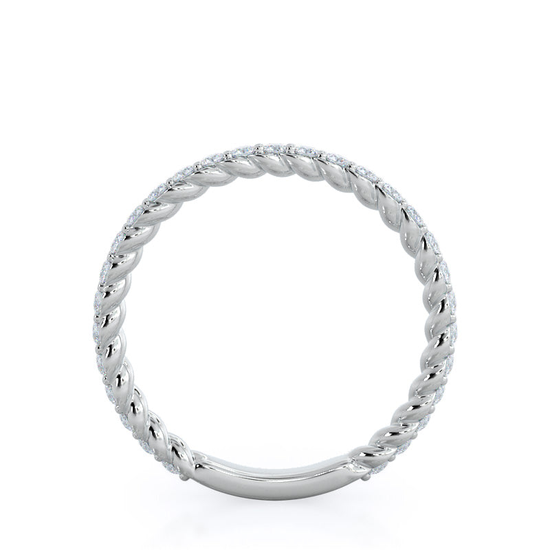 Coil Accent Diamond Wedding Band with Platinum Cut Diamond in 14KT Platinum view 2
