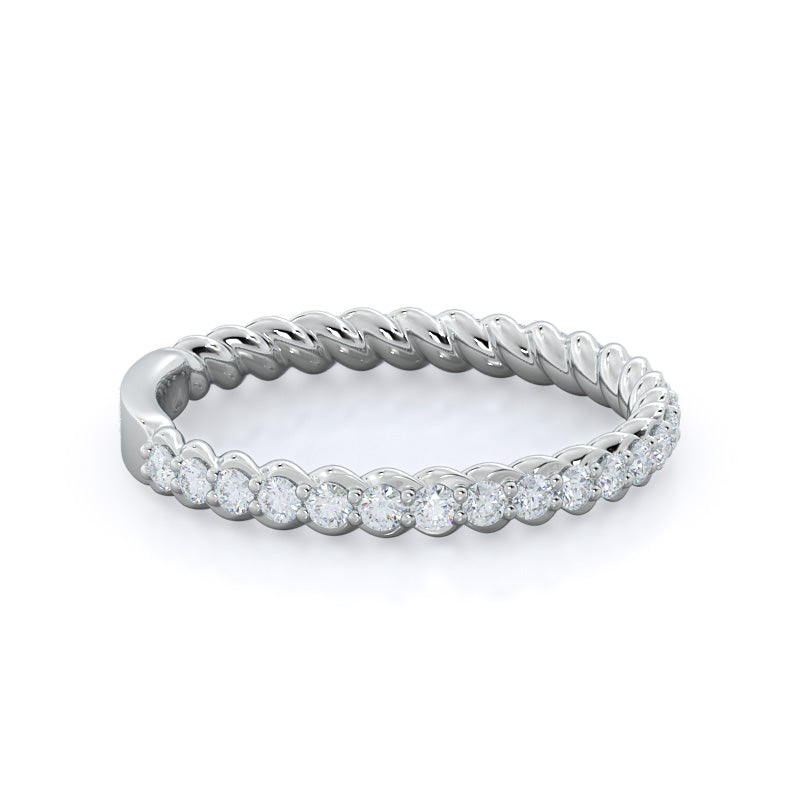 Coil Accent Diamond Wedding Band with Platinum Cut Diamond in 14KT Platinum view 4
