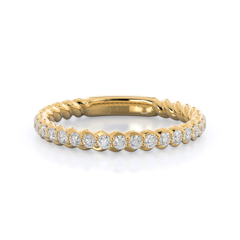 Coil Accent Diamond Wedding Band with 18KT Yellow Gold Cut Diamond in 14KT Yellow Gold view 1
