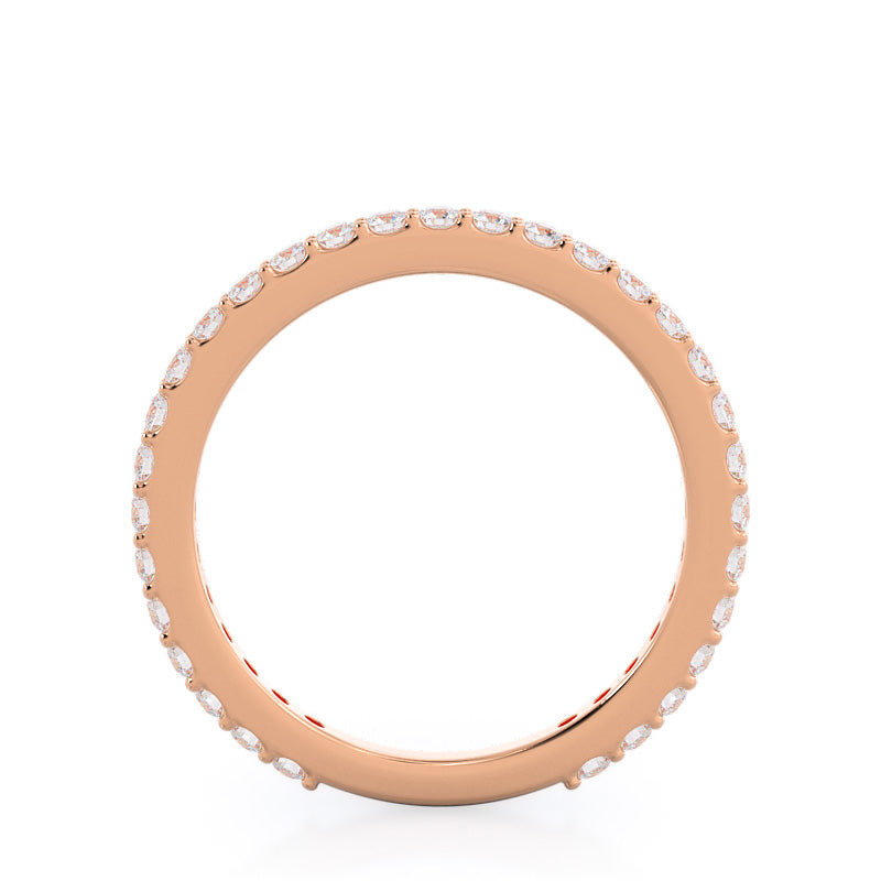 Pave Diamond Halo Wedding Band with 18KT Rose Gold Cut Diamond in 14KT Rose Gold view 2
