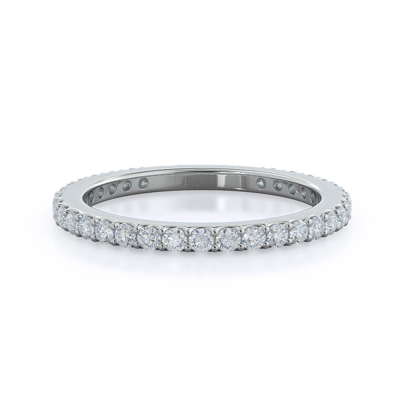 Pave Diamond Halo Wedding Band with Platinum Cut Diamond in 14KT Platinum view 1
