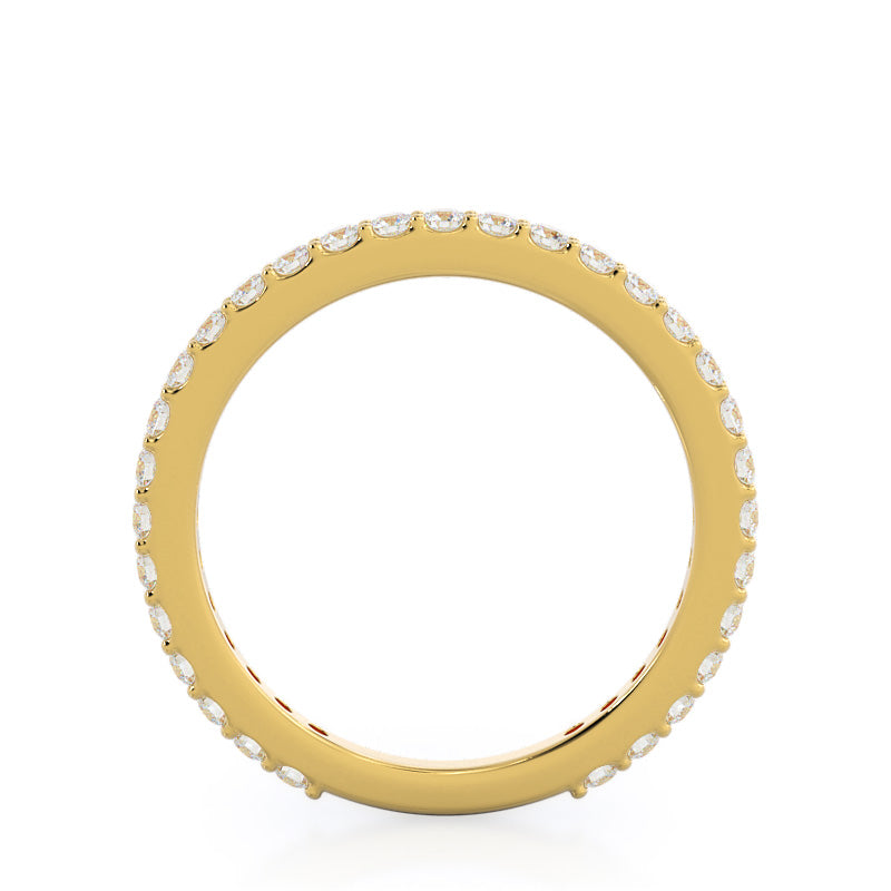 Pave Diamond Halo Wedding Band with 18KT Yellow Gold Cut Diamond in 14KT Yellow Gold view 2
