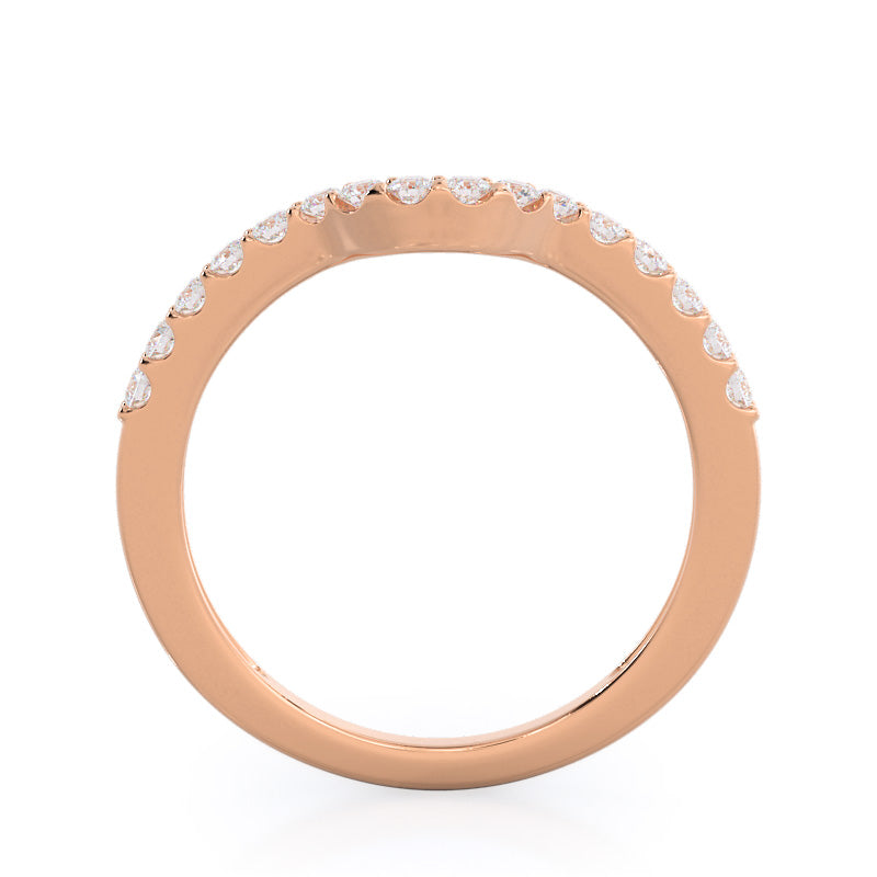 Split Shank Halo Diamond Wedding Band with 18KT Rose Gold Cut Diamond in 14KT Rose Gold view 2
