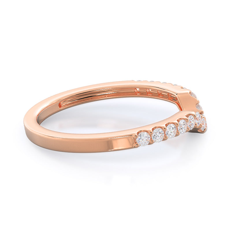 Split Shank Halo Diamond Wedding Band with 18KT Rose Gold Cut Diamond in 14KT Rose Gold view 4
