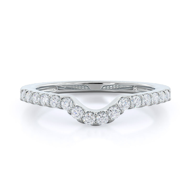 Split Shank Halo Diamond Wedding Band with Platinum Cut Diamond in 14KT Platinum view 1
