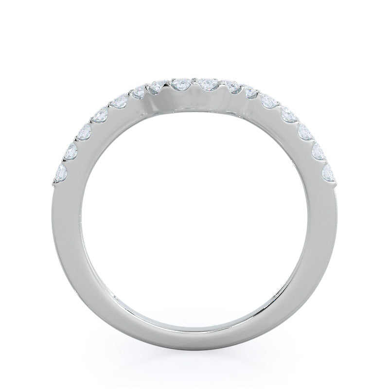 Split Shank Halo Diamond Wedding Band with Platinum Cut Diamond in 14KT Platinum view 2
