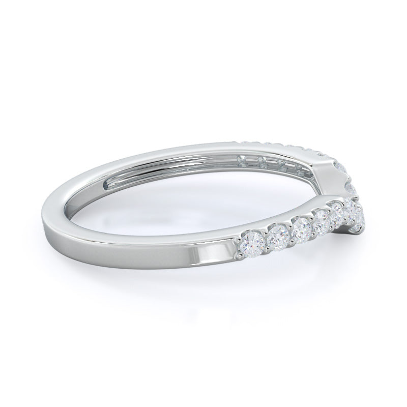 Split Shank Halo Diamond Wedding Band with Platinum Cut Diamond in 14KT Platinum view 4
