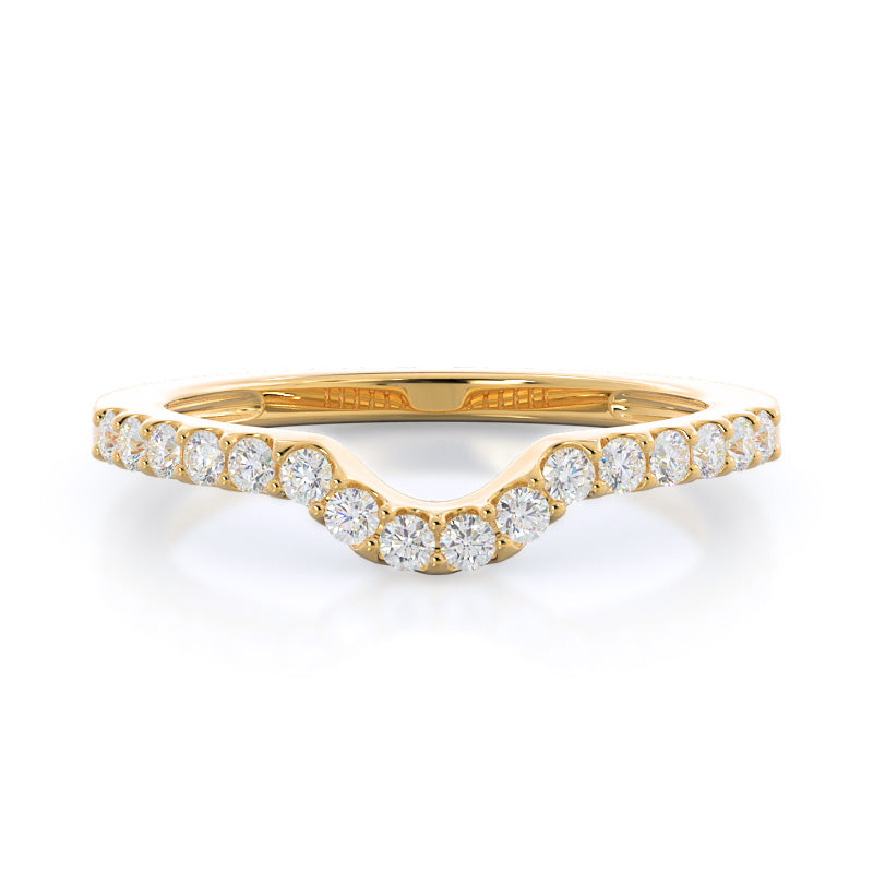 Split Shank Halo Diamond Wedding Band with 18KT Yellow Gold Cut Diamond in 14KT Yellow Gold view 1
