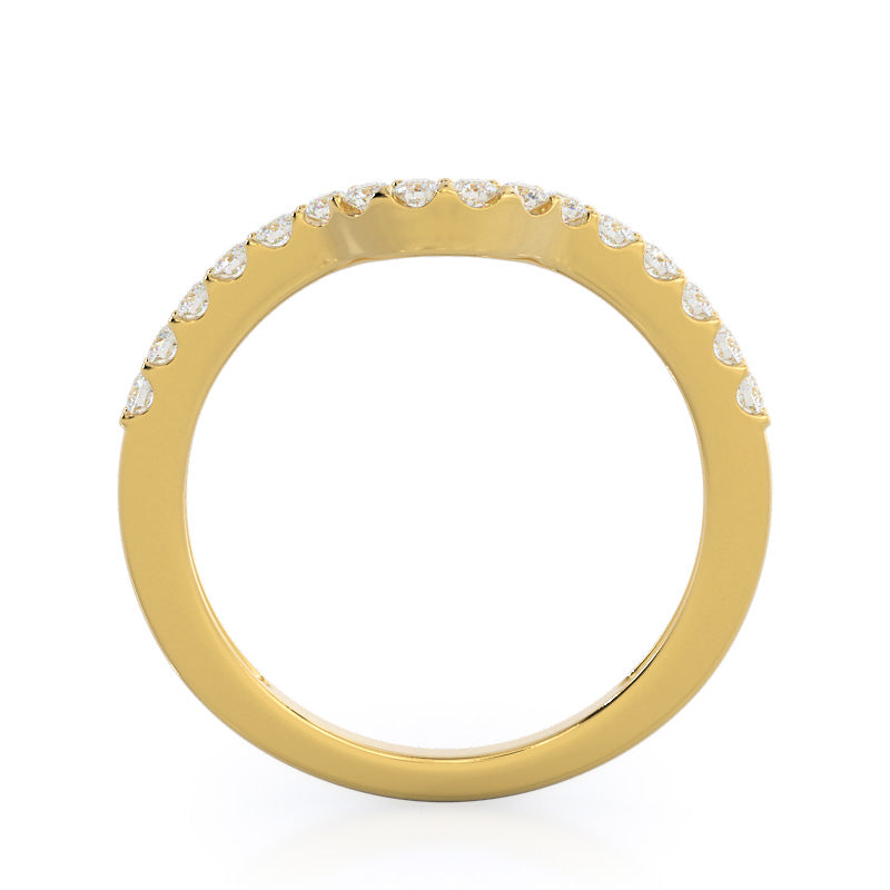 Split Shank Halo Diamond Wedding Band with 18KT Yellow Gold Cut Diamond in 14KT Yellow Gold view 2
