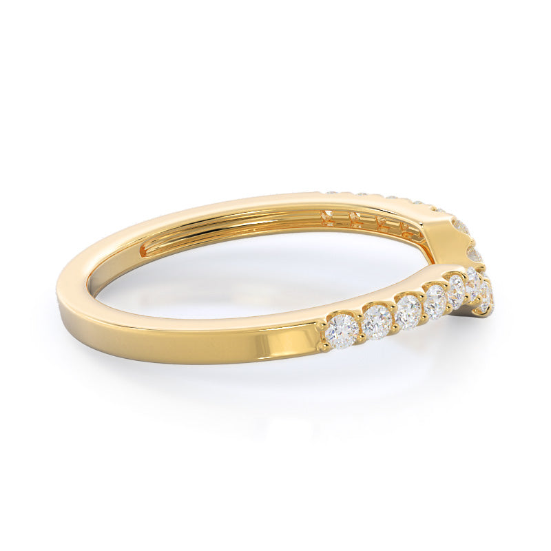 Split Shank Halo Diamond Wedding Band with 18KT Yellow Gold Cut Diamond in 14KT Yellow Gold view 4
