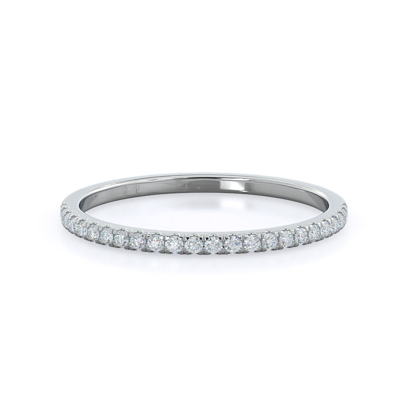 Plain Shank Halo Diamond Wedding Band with Platinum Cut Diamond in 14KT Platinum view 1
