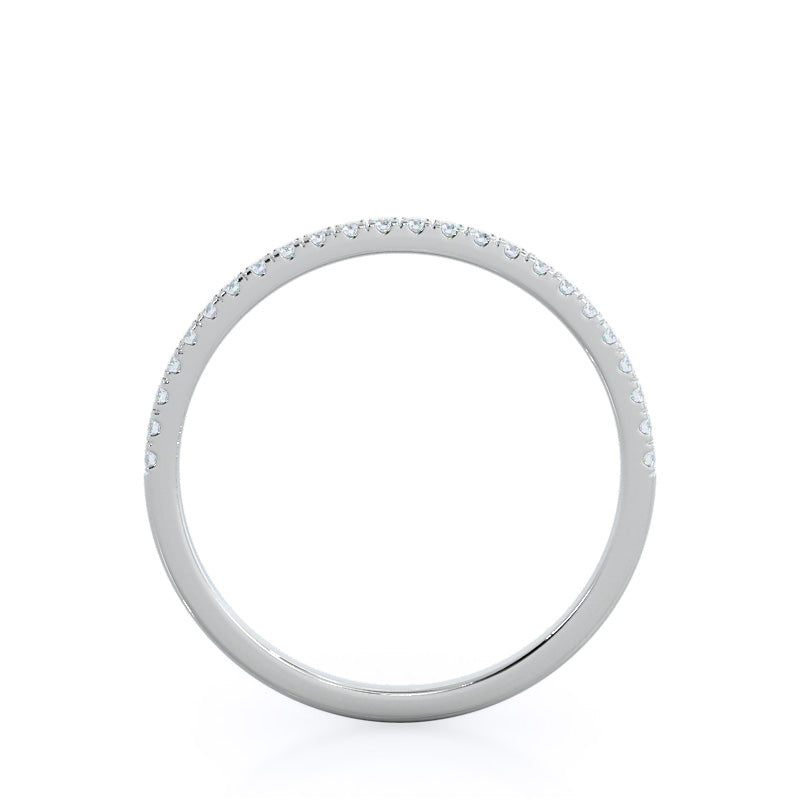Plain Shank Halo Diamond Wedding Band with Platinum Cut Diamond in 14KT Platinum view 2
