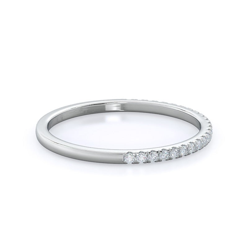 Plain Shank Halo Diamond Wedding Band with Platinum Cut Diamond in 14KT Platinum view 4

