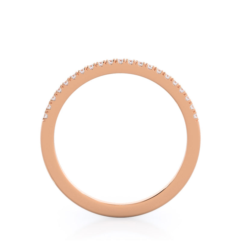 Pave Halo Diamond Wedding Band with 18KT Rose Gold Cut Diamond in 14KT Rose Gold view 2
