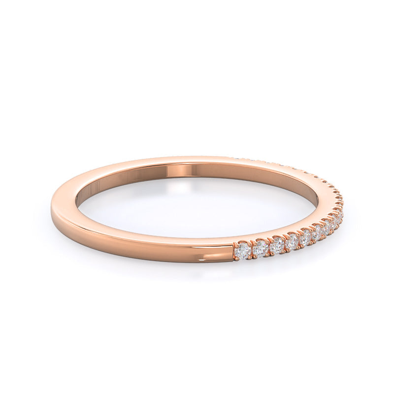 Pave Halo Diamond Wedding Band with 18KT Rose Gold Cut Diamond in 14KT Rose Gold view 4
