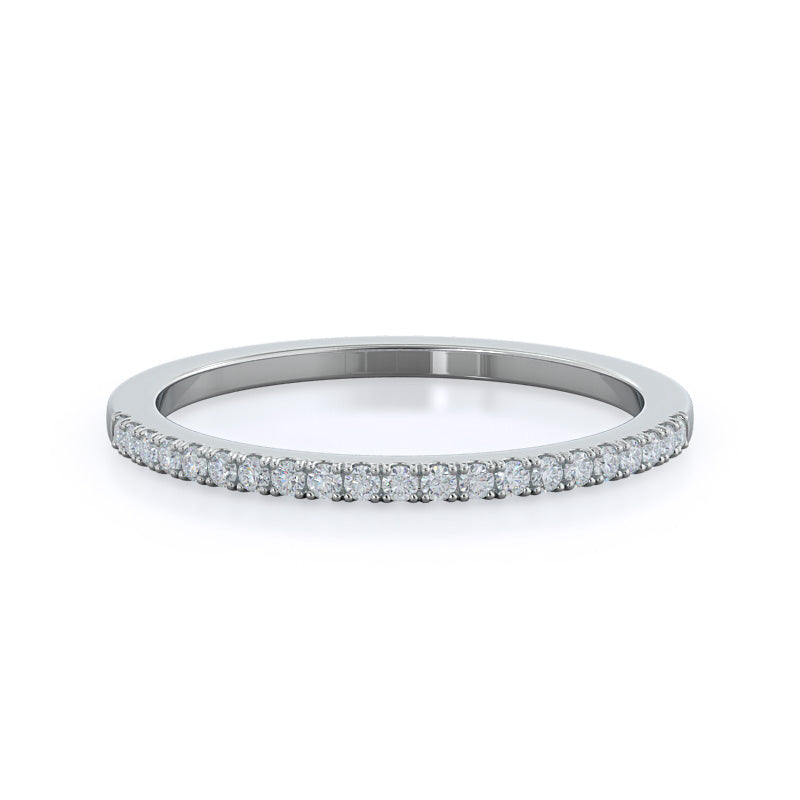 Pave Halo Diamond Wedding Band with Platinum Cut Diamond in 14KT Platinum view 1
