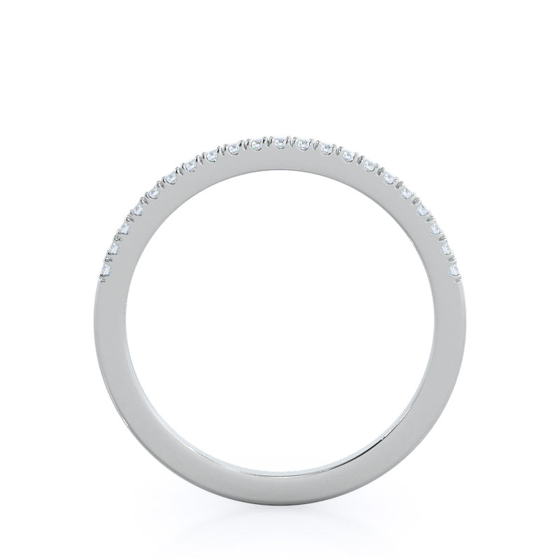 Pave Halo Diamond Wedding Band with Platinum Cut Diamond in 14KT Platinum view 2
