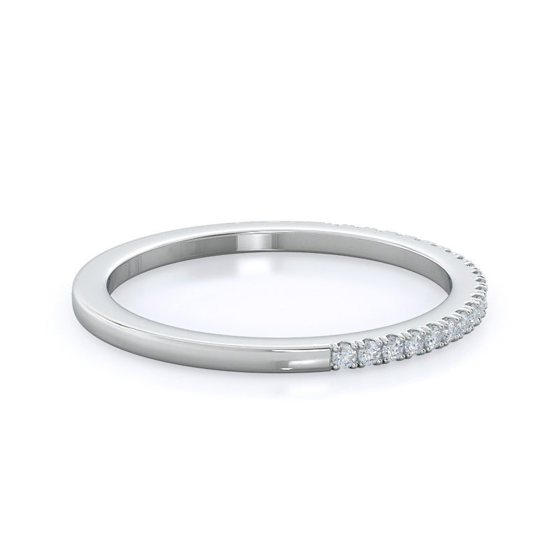 Pave Halo Diamond Wedding Band with Platinum Cut Diamond in 14KT Platinum view 4
