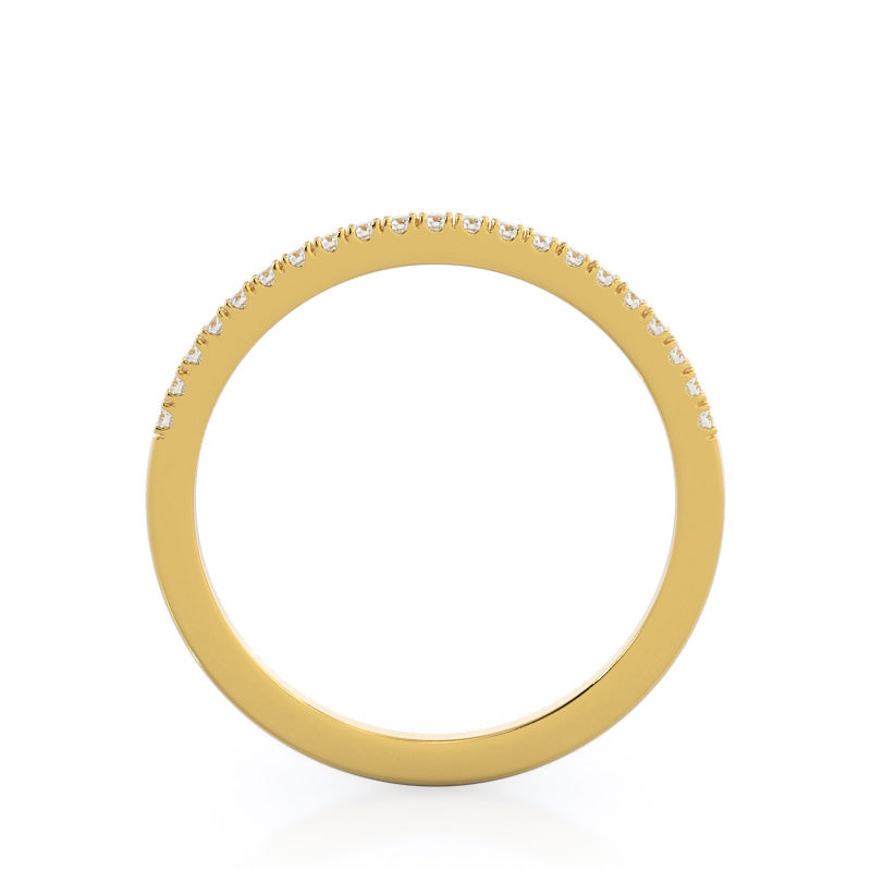 Pave Halo Diamond Wedding Band with 18KT Yellow Gold Cut Diamond in 14KT Yellow Gold view 2

