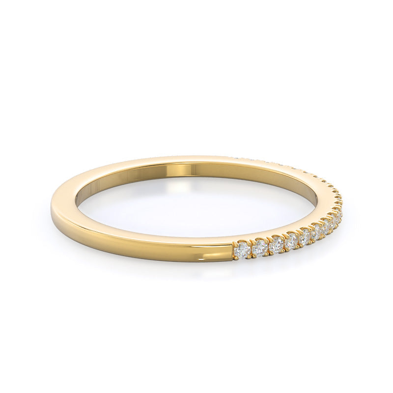 Pave Halo Diamond Wedding Band with 18KT Yellow Gold Cut Diamond in 14KT Yellow Gold view 4
