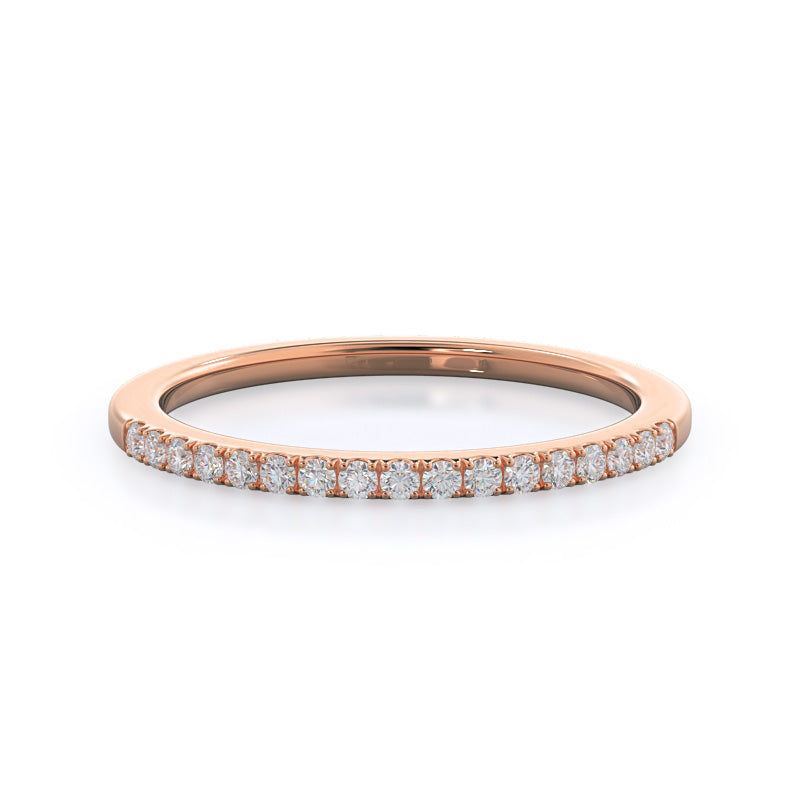 Cushion Cathedral Halo Diamond Wedding Band with 18KT Rose Gold Cut Diamond in 14KT Rose Gold view 1
