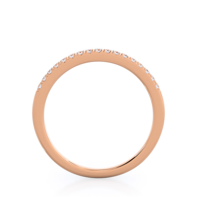 Cushion Cathedral Halo Diamond Wedding Band with 18KT Rose Gold Cut Diamond in 14KT Rose Gold view 2
