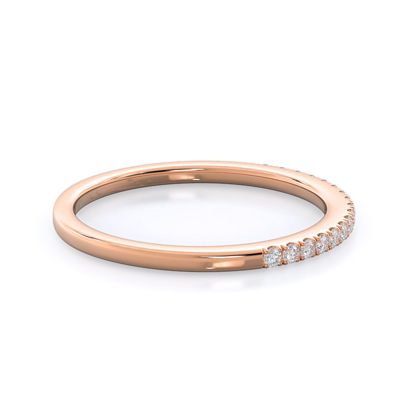 Cushion Cathedral Halo Diamond Wedding Band with 18KT Rose Gold Cut Diamond in 14KT Rose Gold view 4
