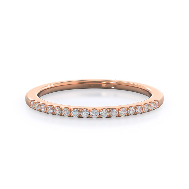 Cathedral Halo Diamond Wedding Band with 18KT Rose Gold Cut Diamond in 14KT Rose Gold view 1
