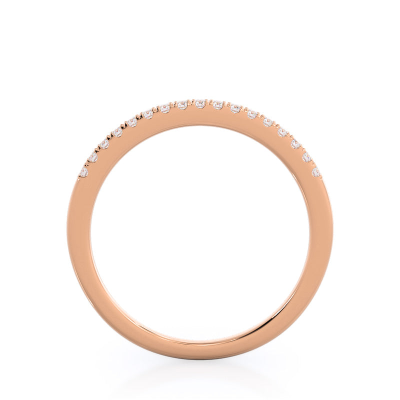 Cathedral Halo Diamond Wedding Band with 18KT Rose Gold Cut Diamond in 14KT Rose Gold view 2
