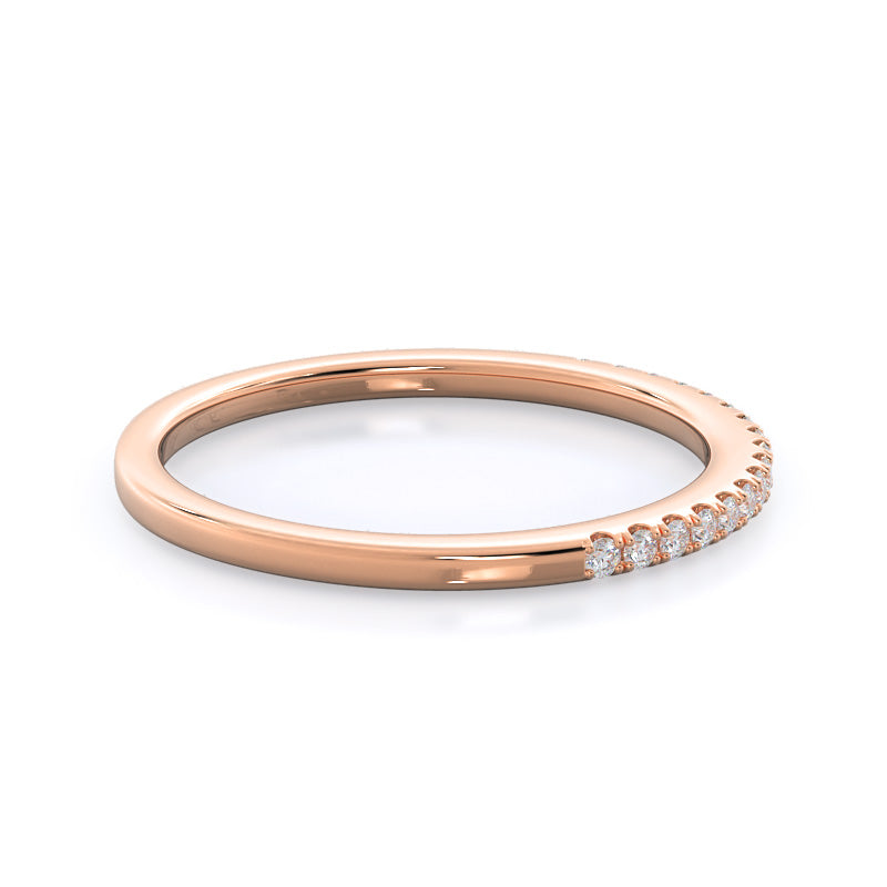 Cathedral Halo Diamond Wedding Band with 18KT Rose Gold Cut Diamond in 14KT Rose Gold view 4
