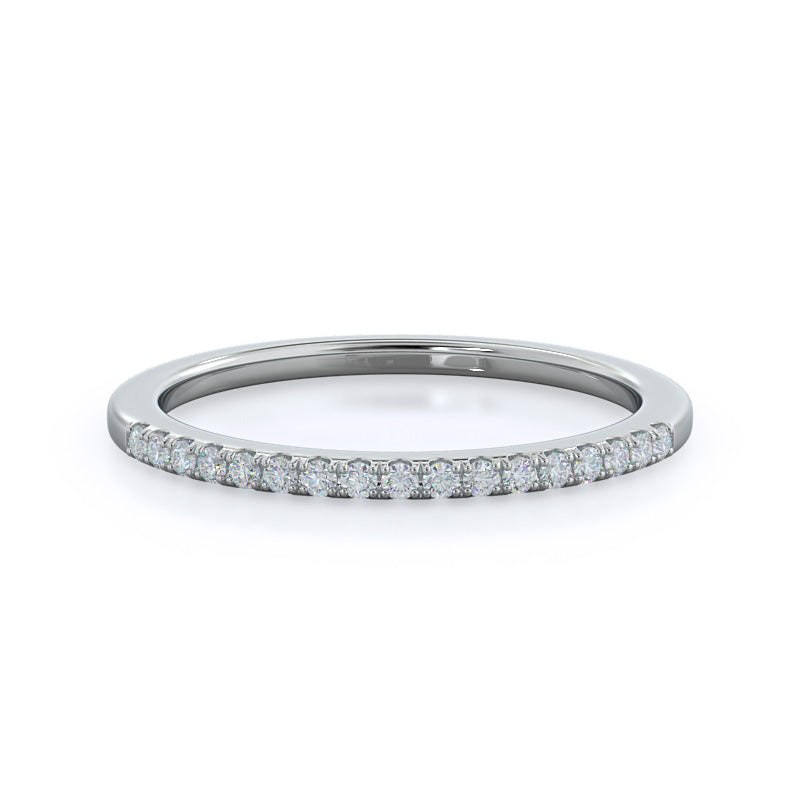 Cathedral Halo Diamond Wedding Band with Platinum Cut Diamond in 14KT Platinum view 1
