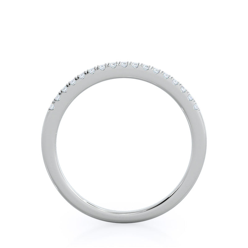 Cathedral Halo Diamond Wedding Band with Platinum Cut Diamond in 14KT Platinum view 2
