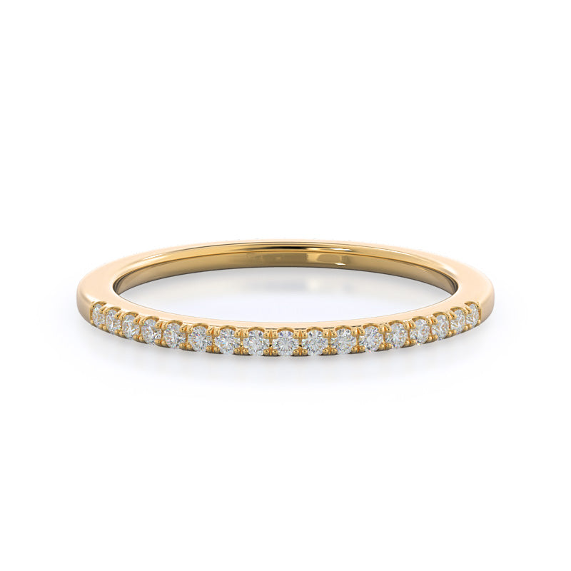 Cathedral Halo Diamond Wedding Band with 18KT Yellow Gold Cut Diamond in 14KT Yellow Gold view 1
