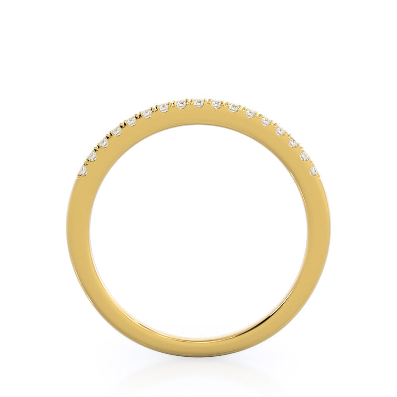 Cathedral Halo Diamond Wedding Band with 18KT Yellow Gold Cut Diamond in 14KT Yellow Gold view 2
