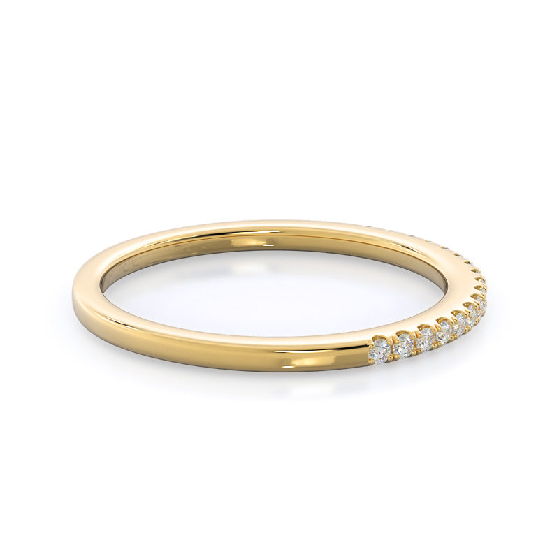 Cathedral Halo Diamond Wedding Band with 18KT Yellow Gold Cut Diamond in 14KT Yellow Gold view 4
