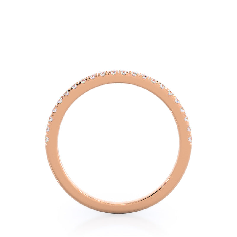 Plain Shank Halo Diamond Wedding Band with 18KT Rose Gold Cut Diamond in 14KT Rose Gold view 2
