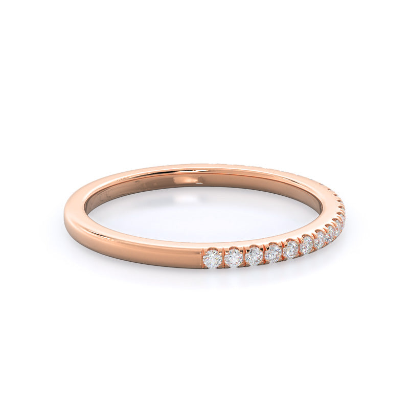 Plain Shank Halo Diamond Wedding Band with 18KT Rose Gold Cut Diamond in 14KT Rose Gold view 4
