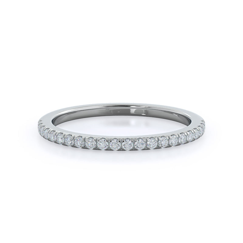 Plain Shank Halo Diamond Wedding Band with Platinum Cut Diamond in 14KT Platinum view 1
