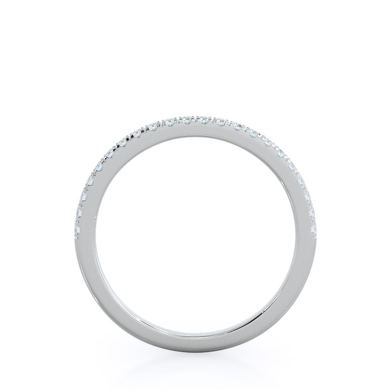 Plain Shank Halo Diamond Wedding Band with Platinum Cut Diamond in 14KT Platinum view 2
