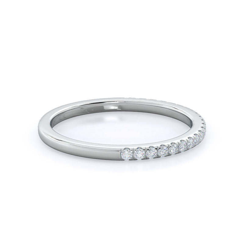Plain Shank Halo Diamond Wedding Band with Platinum Cut Diamond in 14KT Platinum view 4
