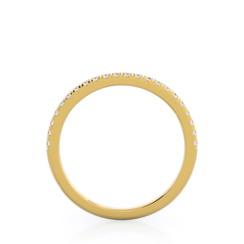 Plain Shank Halo Diamond Wedding Band with 18KT Yellow Gold Cut Diamond in 14KT Yellow Gold view 2
