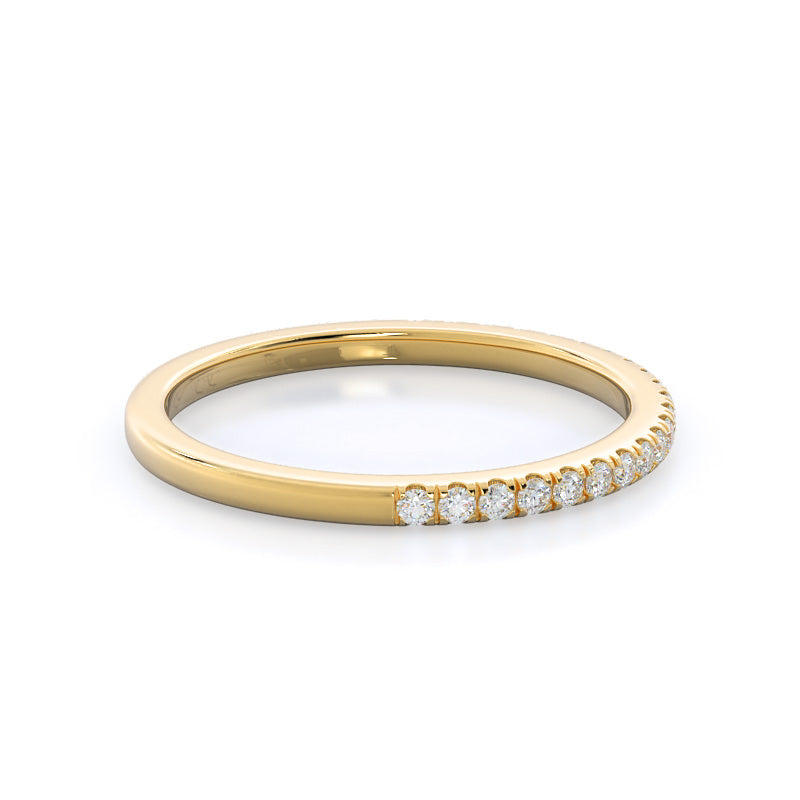 Plain Shank Halo Diamond Wedding Band with 18KT Yellow Gold Cut Diamond in 14KT Yellow Gold view 4
