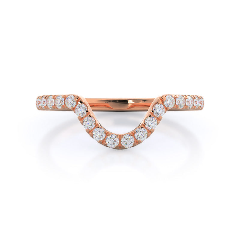 Star Halo Diamond Wedding Band with 18KT Rose Gold Cut Diamond in 14KT Rose Gold view 1
