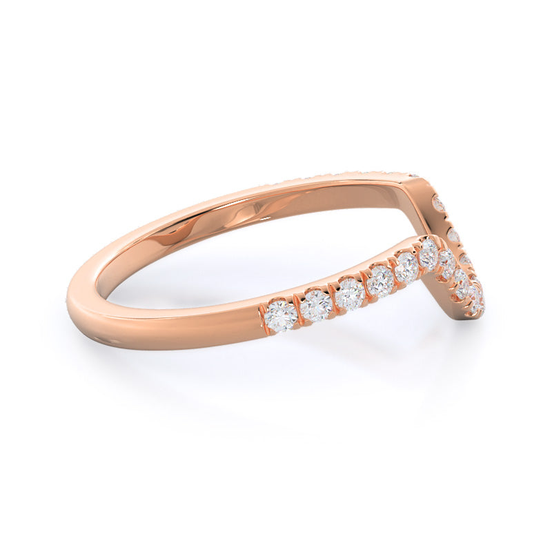 Star Halo Diamond Wedding Band with 18KT Rose Gold Cut Diamond in 14KT Rose Gold view 4
