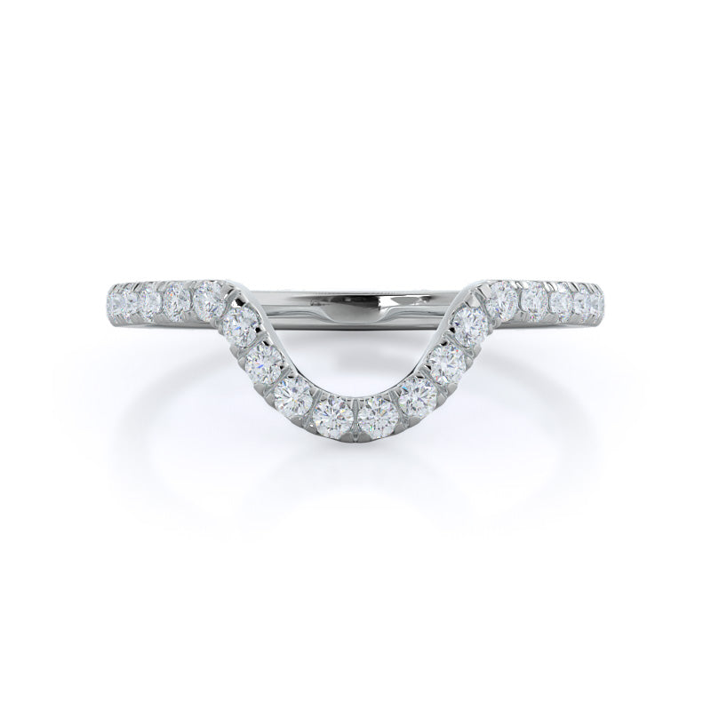 Star Halo Diamond Wedding Band with Platinum Cut Diamond in 14KT Platinum view 1
