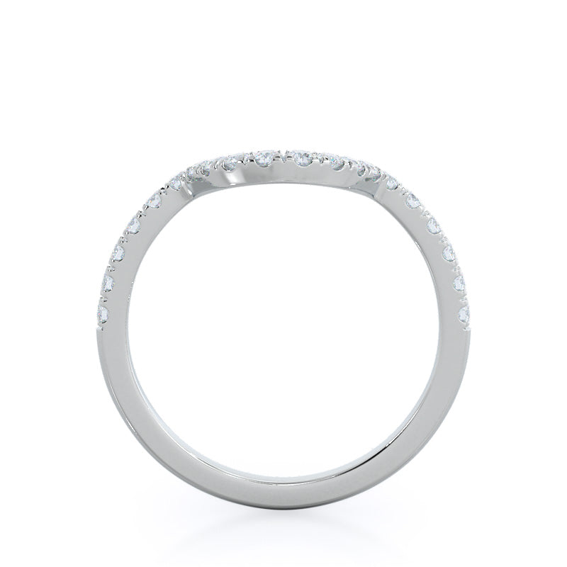 Star Halo Diamond Wedding Band with Platinum Cut Diamond in 14KT Platinum view 2
