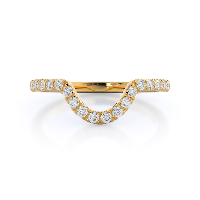 Star Halo Diamond Wedding Band with 18KT Yellow Gold Cut Diamond in 14KT Yellow Gold view 1
